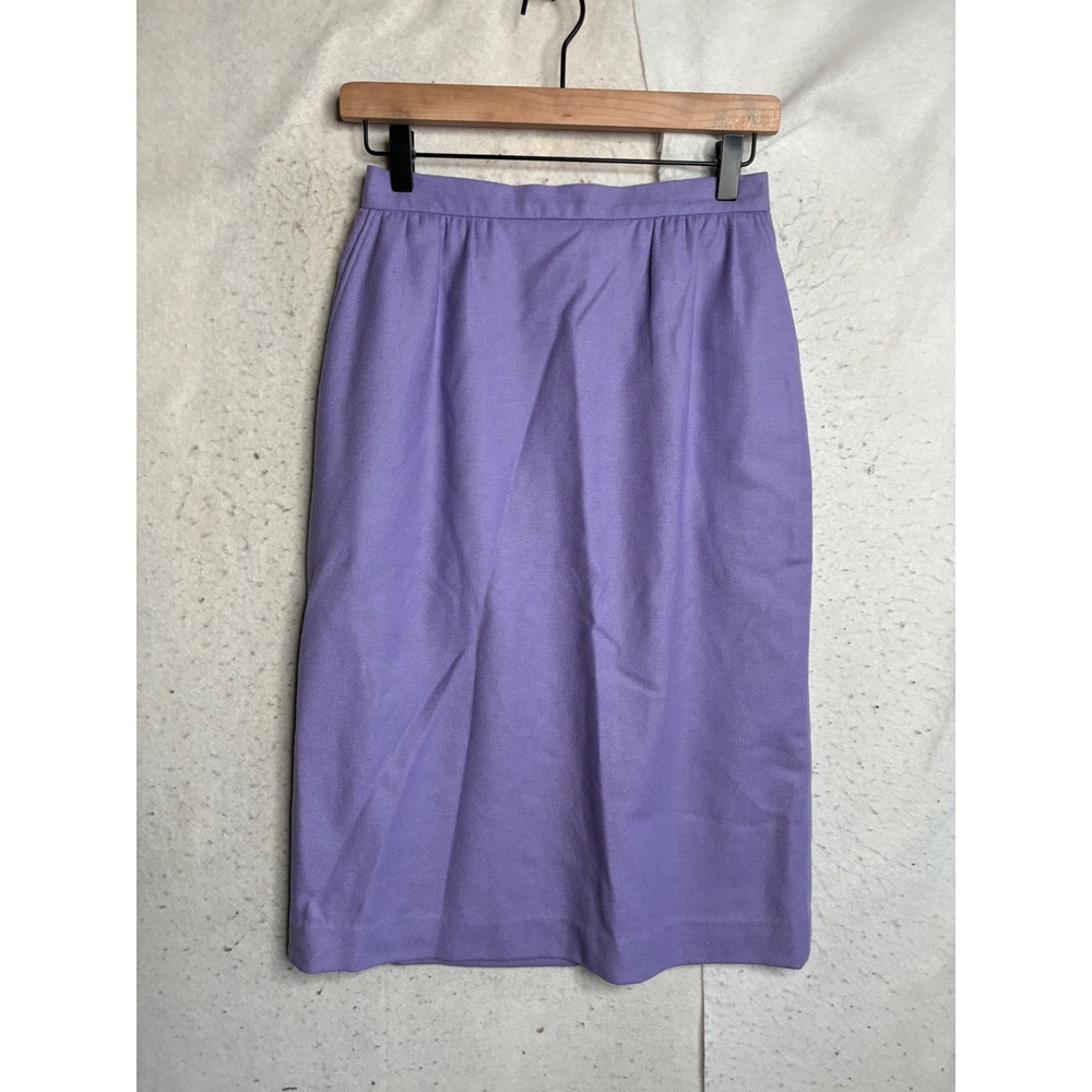 VTG Koret Petites  Lavender Purple 100% Wool Pencil Skirt Size 8P Midi 5722